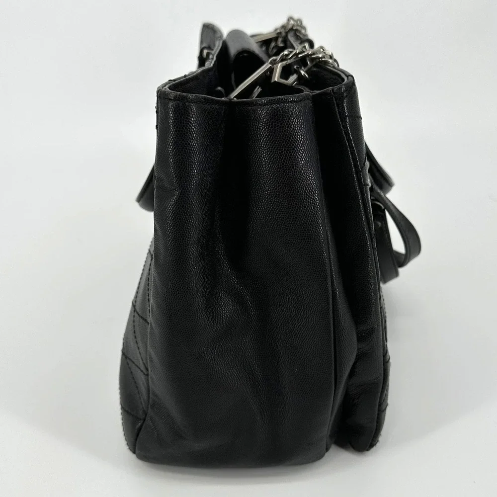 Rebecca Minkoff Je T'aime‎ Work Tote Shoulder Bag Black Diamond Stitched Leather